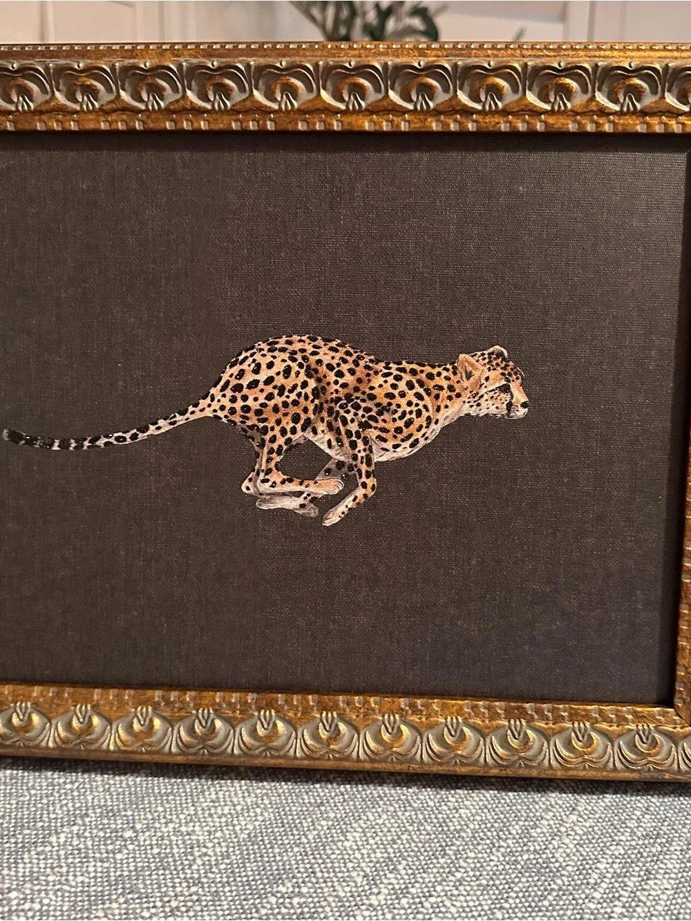 14x11 cheetah wild art print with glitter embellishment beautiful frame